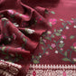 Maroon Chanderi linen Suit With Jamdani Weaving