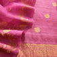 Pink Handloom Raw Silk Kurta And Kora Silk Dupatta With Gold Kadwa Weaving