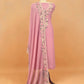 Taffy Pink Pure Mulmul Unstitched Suit Fabric With Floral Resham Embroidery