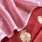 Maroon And Pink Handloom Silk Suit with Kora Silk Dupatta With Gold Kadwa Weaving