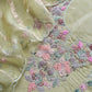 Pista Green Pure Kora Silk Suit With Dori Embroidery
