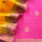 Pink Handloom Raw Silk Kurta And Kora Silk Dupatta With Gold Kadwa Weaving