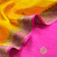 Pink Handloom Raw Silk Kurta And Kora Silk Dupatta With Gold Kadwa Weaving