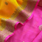 Pink Handloom Raw Silk Kurta And Kora Silk Dupatta With Gold Kadwa Weaving