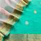 Turquoise Green Handloom Kadwa Weaves Kora Silk Kurta And Contrast Dupatta
