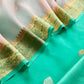 Turquoise Green Handloom Kadwa Weaves Kora Silk Kurta And Contrast Dupatta