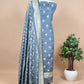 Blue Handloom Phool-Patti Weaving Suit In Katan Silk