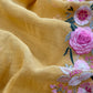 Yellow Pure mulmul Unstitched Suit Fabric With Floral Resham Embroidery