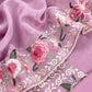 Lilac Pure Mulmul Unstitched Suit Fabric With Floral Resham Embroidery