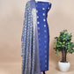 Purple Blue Banarasi Suit With Kalamkari Dupatta