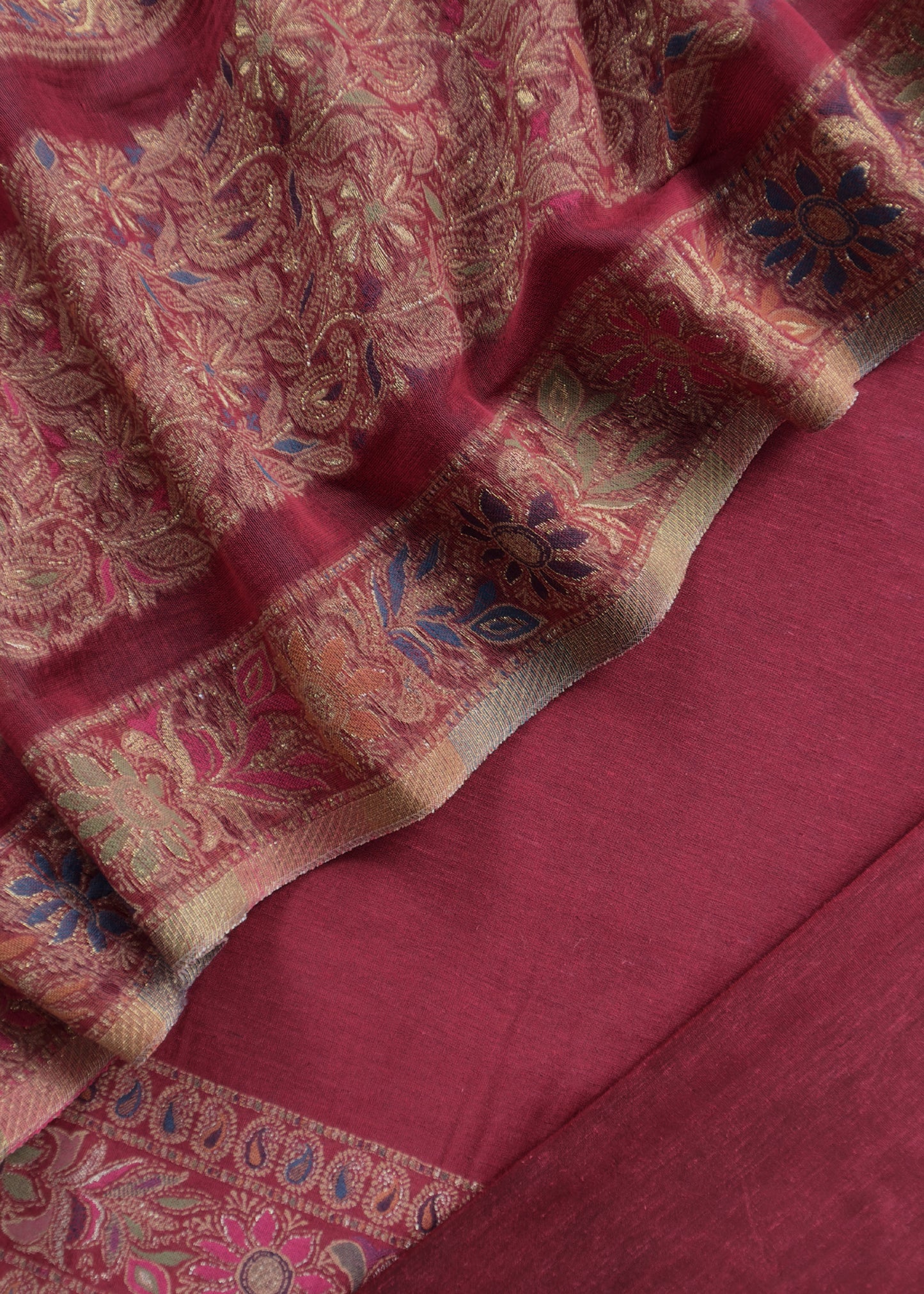 Maroon Kani Jamawar Silk Unstitched Suit