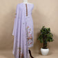 Powder Purple Linen Deer Suit Fabric With Kantha Hand Embroidery