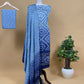 Heer Blue Pure Gajji Silk Bandhani Suit With Gold Lakdi Patta