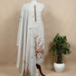 Powder Purple Linen Deer Suit Fabric With Kantha Hand Embroidery