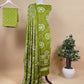 Heer Green Pure Gajji Silk Gharchola Bandhani Suit With Gold Lakdi Patta Weaving