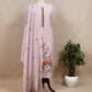 Powder Purple Linen Deer Suit Fabric With Kantha Hand Embroidery