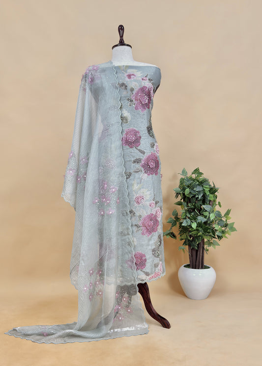 Crushed Tissue Silk Unstitched Suit