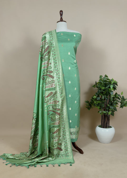 Handloom Paithani Weave Suit In Katan Silk