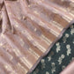 Contrast Dark Green and Pink Banarasi Silk Unstitched Dupatta Suit