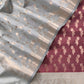 Contrast Maroon and Sage Banarasi Silk Unstitched Dupatta Suit