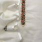 Off White Linen Deer Suit Fabric With Kantha Hand Embroidery