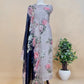 Floral Paradise Cheeku Charcoal Floral Sequin Suit In Pure Kora Silk Fabric
