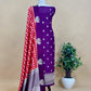Luxe Royal Purple And Red Handloom Silk Suit With Banarasi Checks And Dabka Dori Handwork