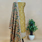Rangreza Kalasheel Luxe Citrine Yellow Handloom Organza Suit With Real Hand-painted Kalamkari And Hand Work