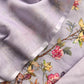 Powder Purple Linen Deer Suit Fabric With Kantha Hand Embroidery