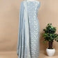 Greyish Blue Banarasi Khaddi Georgette Unstitched Dupatta Suit