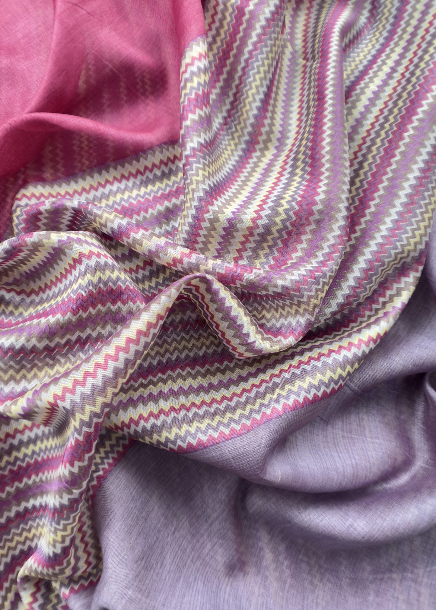 Purple Pure Maheshwari Silk Suit With Kantha Handwork