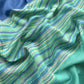 Blue And Green Pure Maheshwari Silk Suit With Kantha Handwork