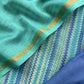 Blue And Green Pure Maheshwari Silk Suit With Kantha Handwork
