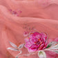 Peach Pure Mulmul Suit With Applique Work Organza Dupatta