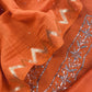 Rust Tangerine Handloom Mulmul Suit With Mukaish Pitta Handwork