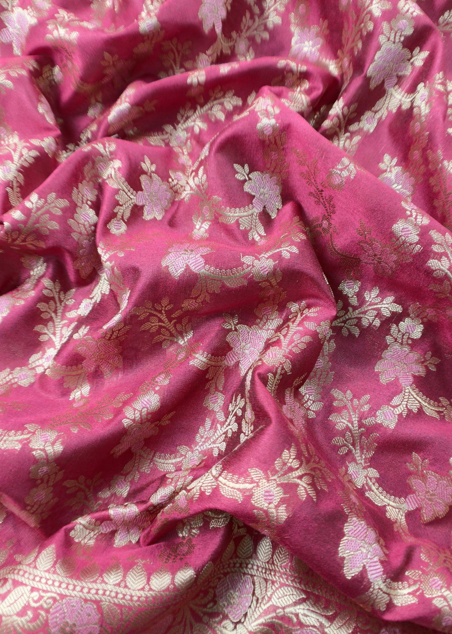 Pink Pearl Banarasi double shade unstitched dupatta-suit