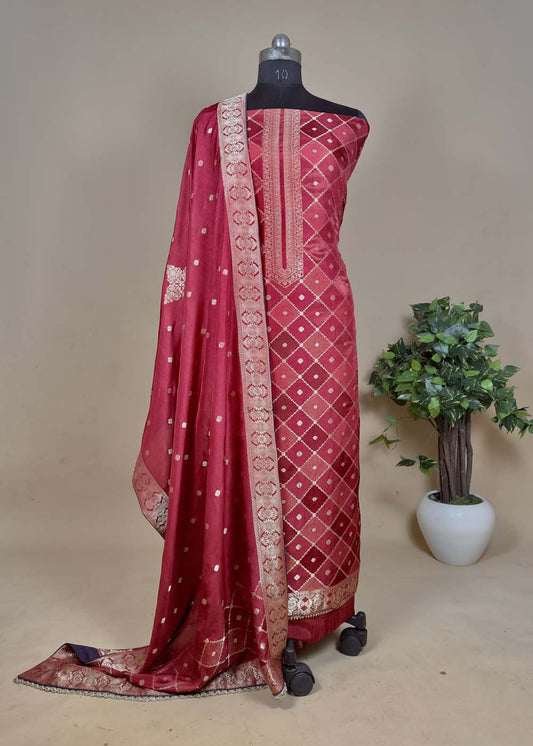unstitched Banarasi silk with dupatta 