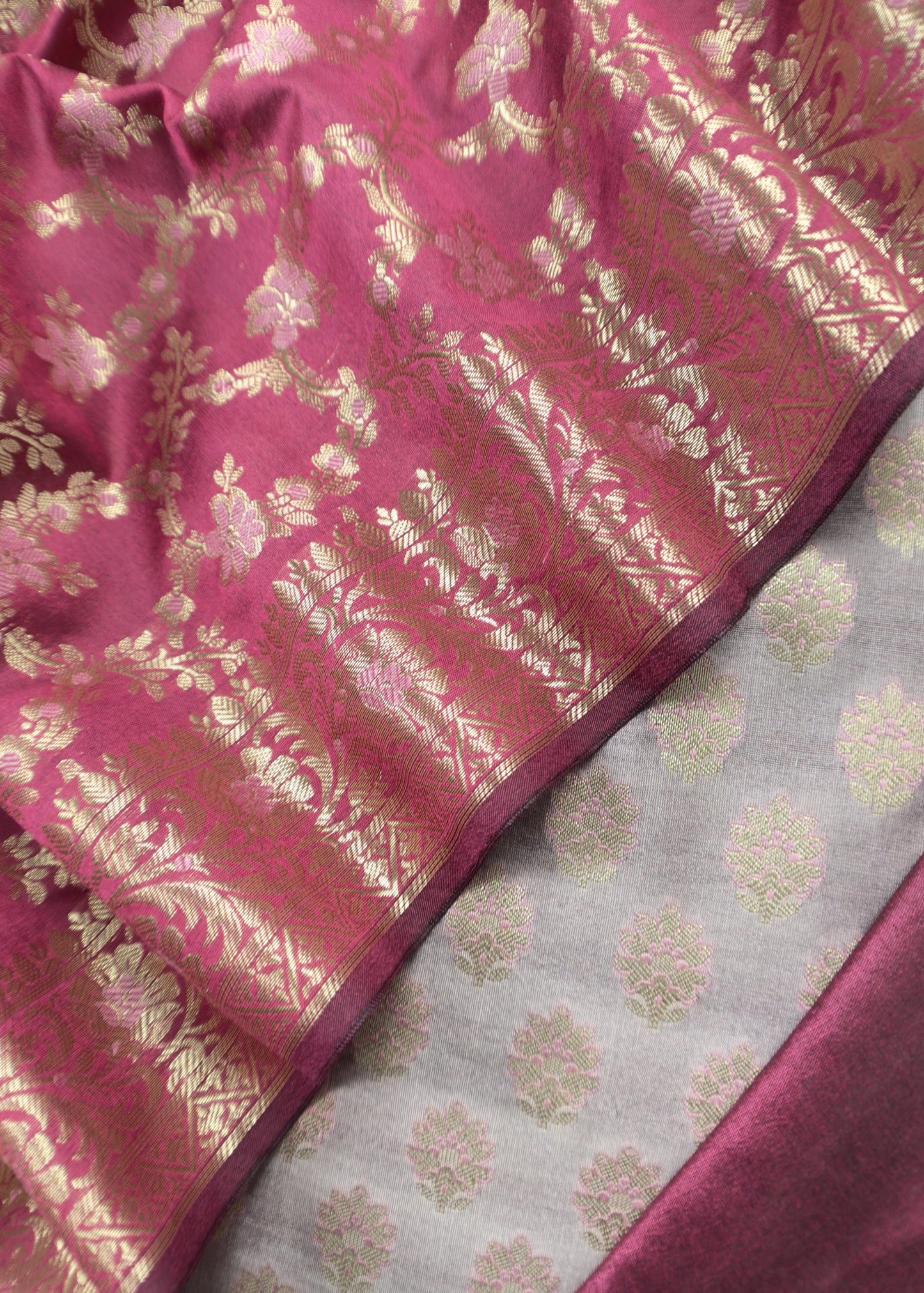 Pink Pearl Banarasi double shade unstitched dupatta-suit