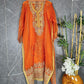 Orange Pure Organza Embroidered Silk Suit