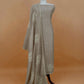 Beige Handloom mul unstitched suit fabric with French thread embroidery