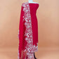 Kalasheel Luxe Red Handloom Organza Suit With Garden French Embroidery