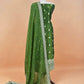 Parrot Green Handloom Tussar Kurta And Kora Silk Dupatta With Embroidery