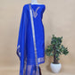 Designer Sapphire Blue Handloom silk suit with Zari weaving