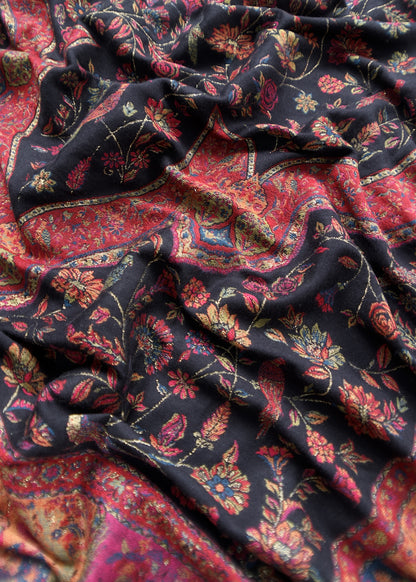 Black Pashmina Kani Silk Unstitched Suit with Dupatta