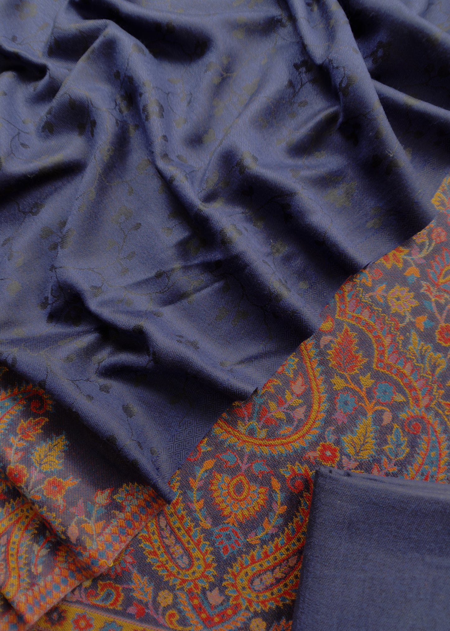 Blue Handloom Pashmina Suit With Kani Zari Weaving