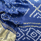 Heer Blue Pure Gajji Silk Bandhani Suit With Gold Lakdi Patta