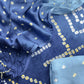 Heer Blue Pure Gajji Silk Bandhani Suit With Gold Lakdi Patta