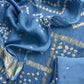 Heer Firozi Pure Gajji Silk Gharchola Bandhani Suit With Gold Lakdi Patta Weaving