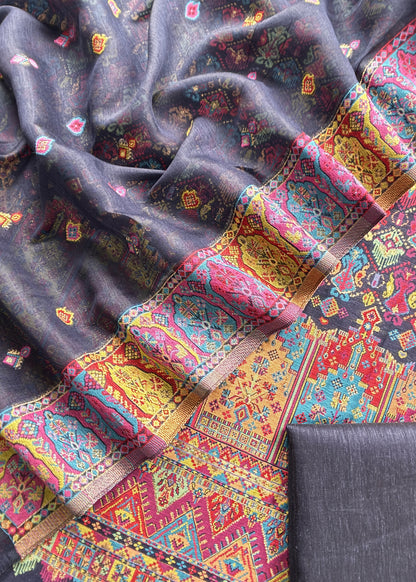 kani silk unstitched suit with dupatta

