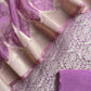 Voilet Banarasi Silk Brocade Suit With Organza Dupatta
